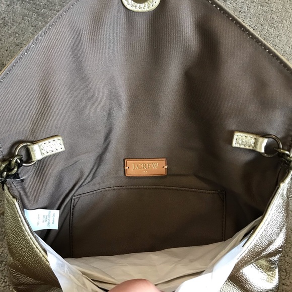 🌸 J. Crew Leather Envelope Bag / Clutch in Gold - Picture 5 of 12